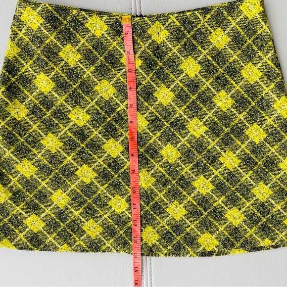 NWOT ZARA plaid mini skirt yellow-green check wool | schoolgirl style Size Small - Picture 8 of 9